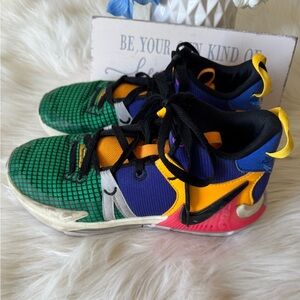 Nike Lebron Witness Kids VII Basketball Shoes - Green, Purple, Yellow, Pink